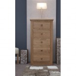 Torino Contemporary Oak 5 Drawer Narrow Chest